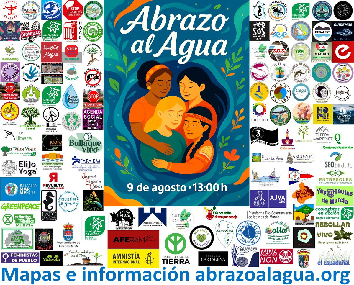 🔴🔴🔴 El #AbrazoAlAgua  sigue creciendo, ya somos 118 organizaciones apoyando a 59 cadenas en ecosistemas acuáticos que queremos proteger, todos.💪
Queda una semana, os esperamos con los brazos abiertos.
Más información en:
 abrazoalagua.org 
Únete