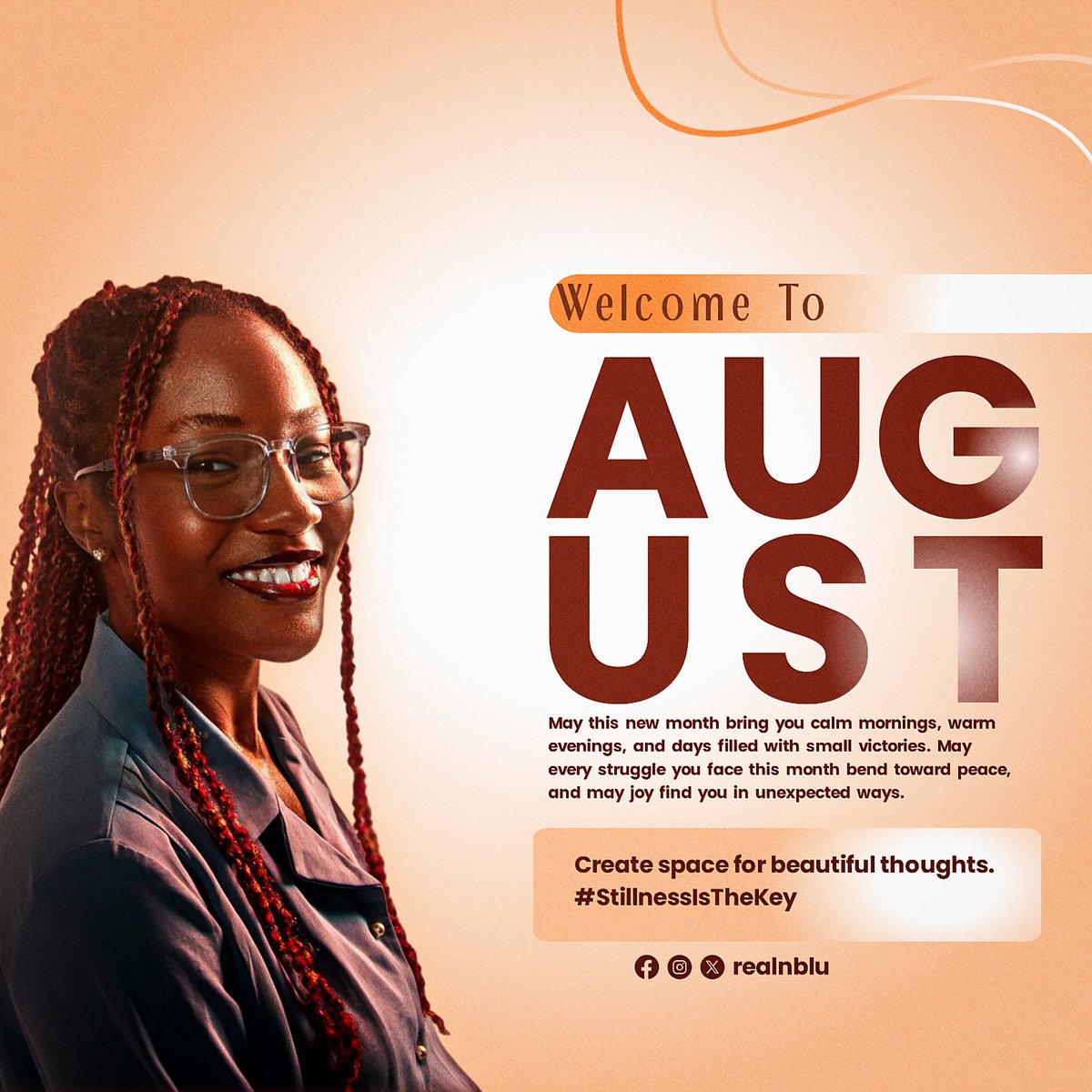 realnblu's tweet image. Another ‘Welcome to August’ design — how does it look? Drop your thoughts below. 🙏🤎

#graphiccontent #GraphicDesigner #Art #Creatives #illustration #August2025 #AugustWish
