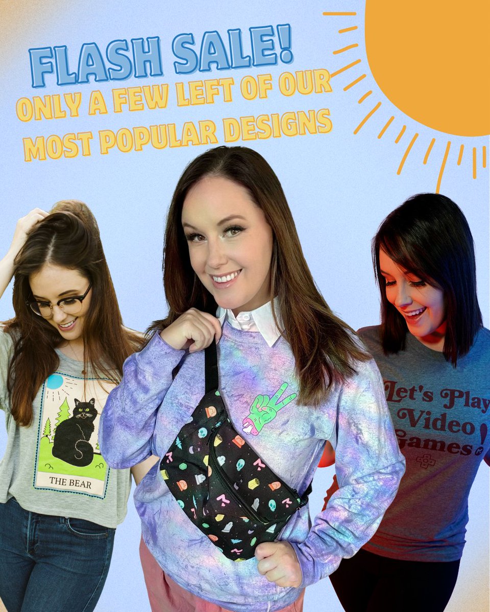 MegTurneyMerch's tweet image. Flash Sale ✨️ Our most popular designs are almost all gone, so we've put them on sale to clear up some shelf space! Get some sweet designs at a sweeter price. Sale ends tomorrow at 12pm CT ☀️