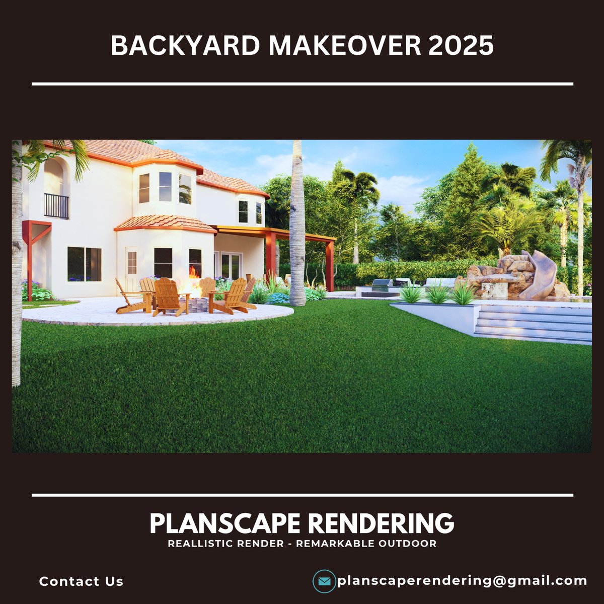 Planscape rendering perfectly designed your Backyard.
3D rendering is not just seeing an image; it helps to view a dream backyard before construction. Also, make decisions easier.

#landscapedesign #backyardgoals #contractor