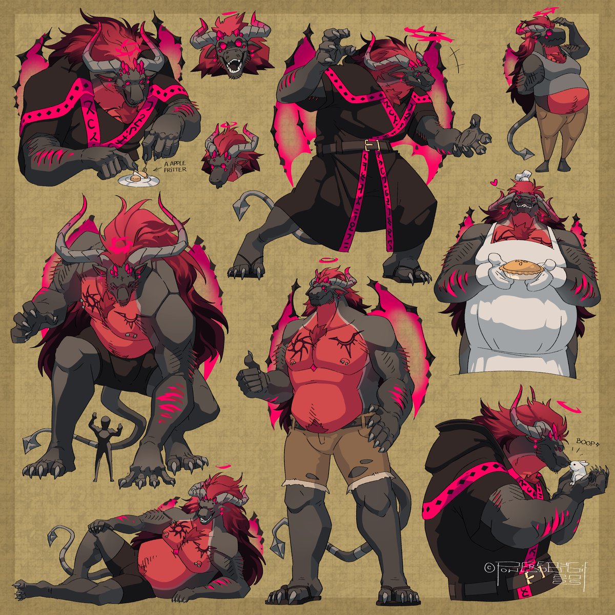 He will bake you a pie as large as a bed 🥧🥧🥧
---
Artsheet commission for <a href="/emerald_yesok/">Emerald(comms open)🍉</a>