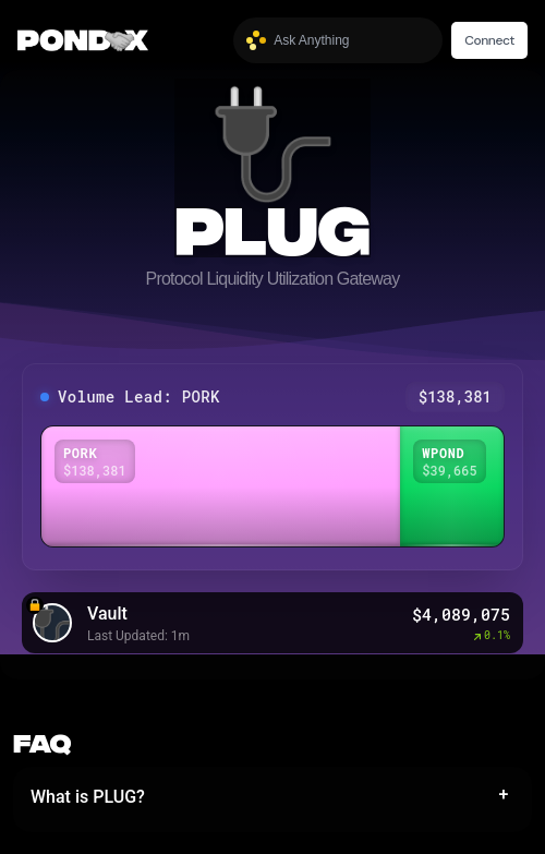 PLUG
🔌🔌🔌🔌🔌🔌

Volume Lead: $PORK
Volume: $138,381

Vault: $4,089,076

$wPOND $PNDC $PORK
More 🤝 More 💧
pond0x.com/swap/solana?re…