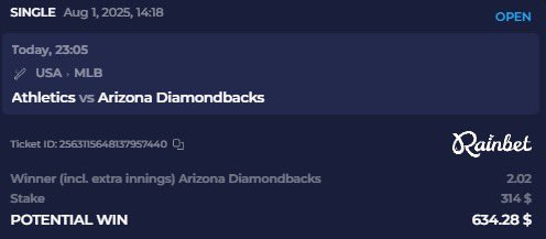 put my last bit of cash on the Diamondbacks . y’all think that was cool ?