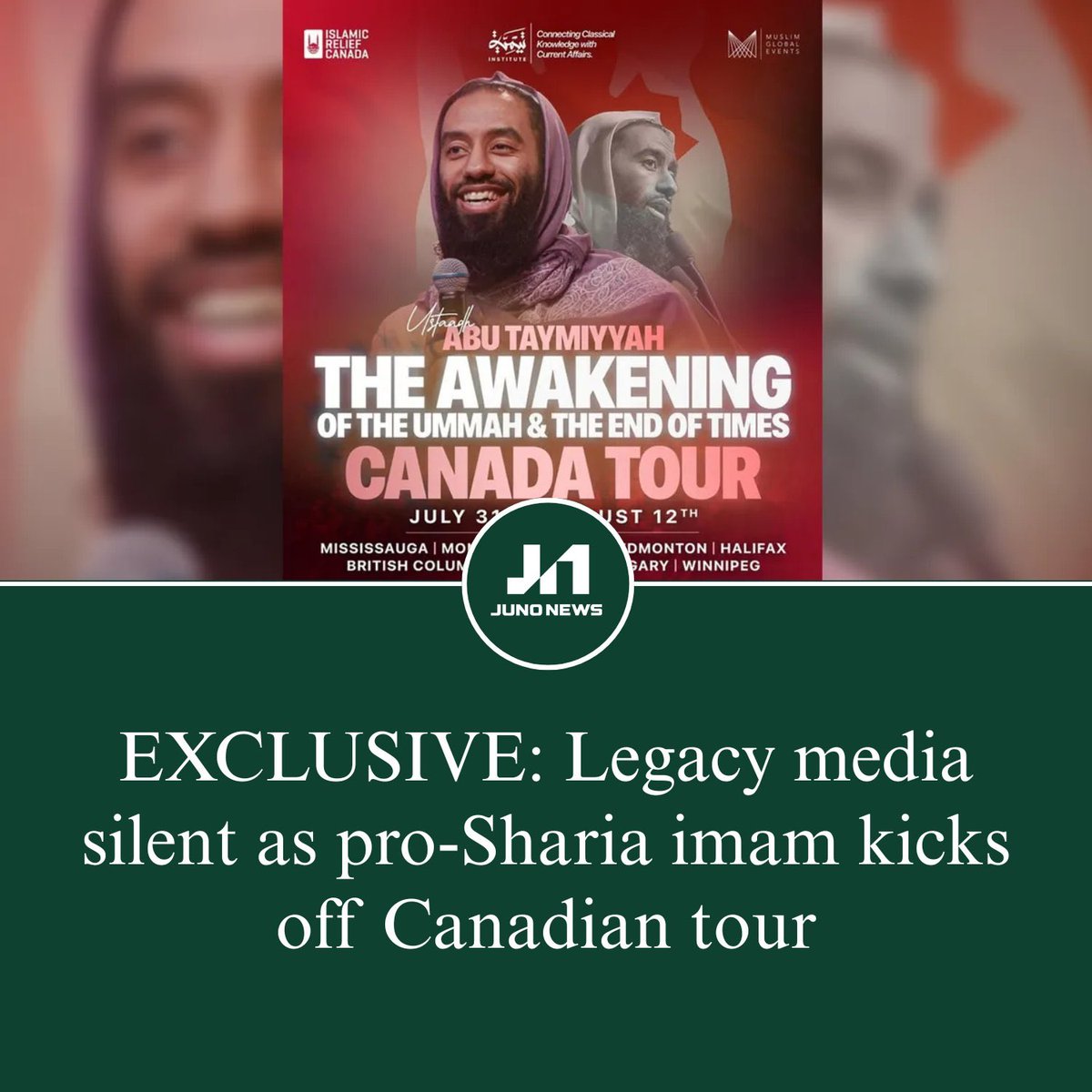 Peaceful Canadian Christians are fined for musical worship in church and banned from BC parks due to “safety”...

Meanwhile, Imam Ustadh Abu Tamiyyah is touring Canada to promote “sharia law” and BC based extremist Muslim Imam Younus Kathrada praises “Jihad” from the pulpit in
