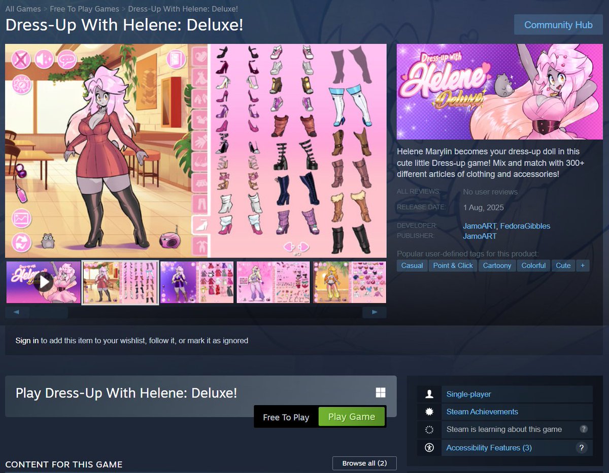 Dress-Up with Helene: Deluxe! is available now on Steam! Go go go!!