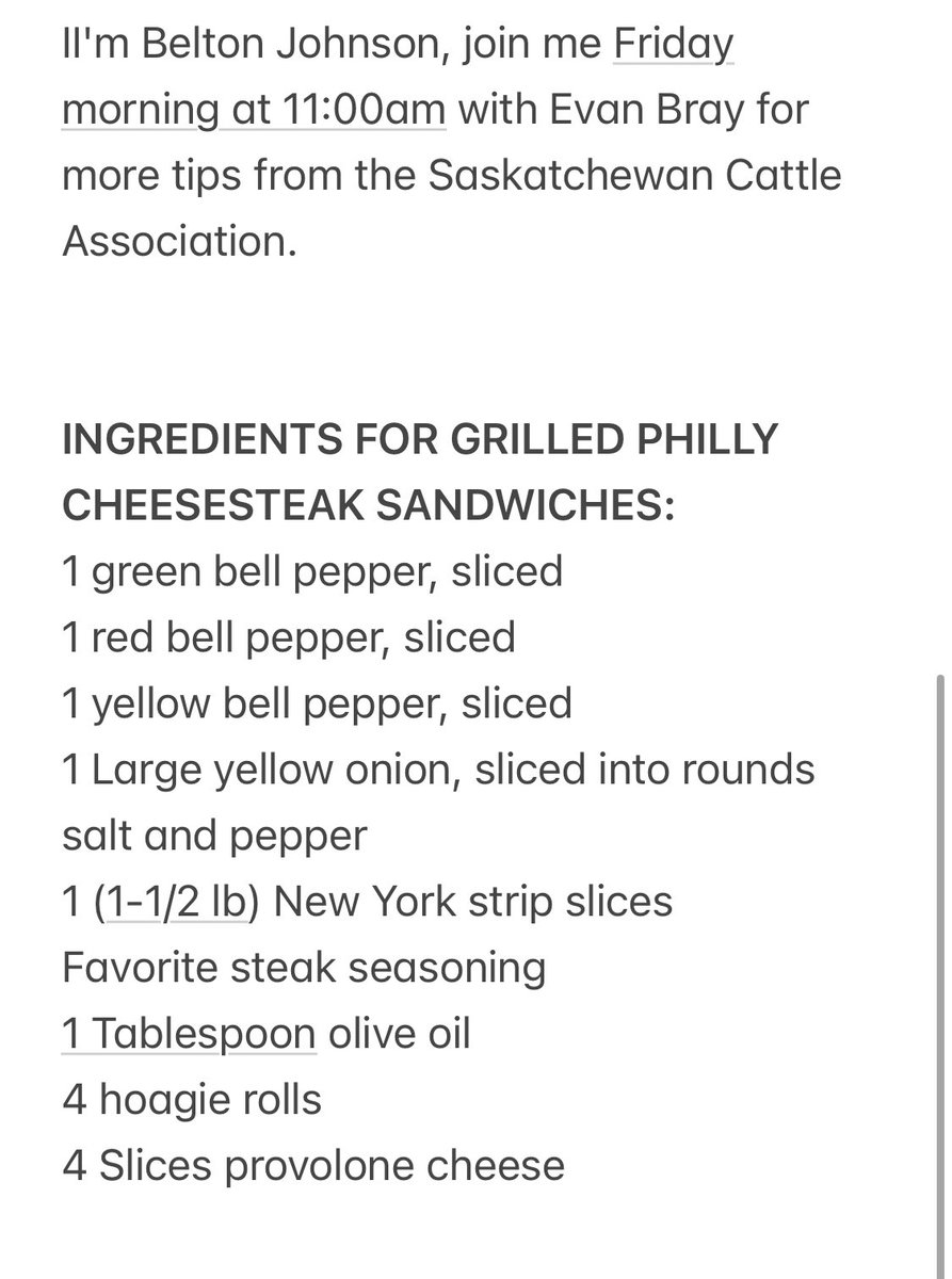 Always a great time talking w/ Evan on <a href="/evanbrayshow/">Evan Bray</a>. Make sure to check out the GRILLED PHILLY CHEESESTEAK SANDWICHES recipe. #CKOM #CJME #Beef #Cheesesteak #Grill #Smoker #BBQ #ItsEatinTime