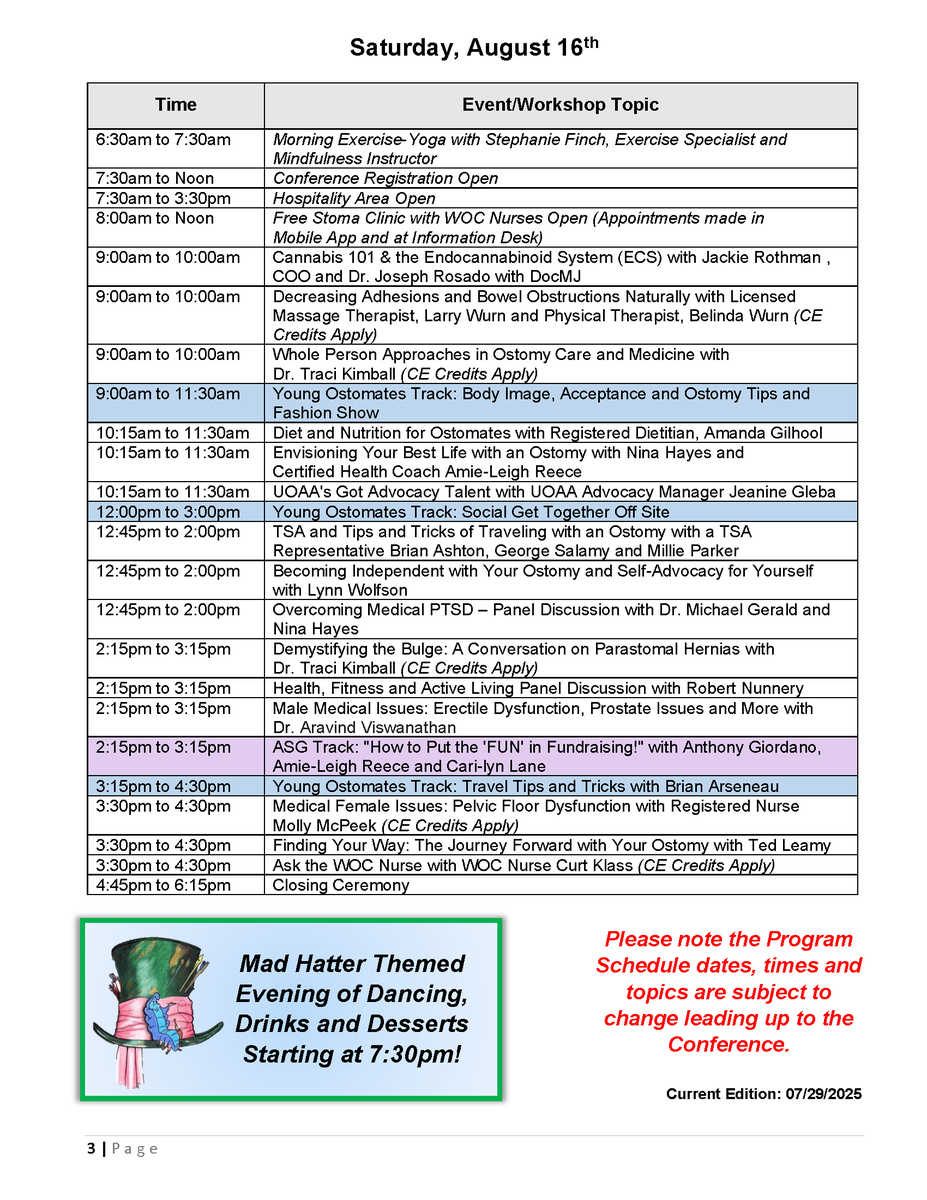 It's August so #UOAA2025 is just two weeks away! Thanks to all the speakers for contributing to this amazing program! Excited to have CE credits for some sessions as well! Registration is open up to the event so if you're in Florida stop by! ostomy.org/2025conference/