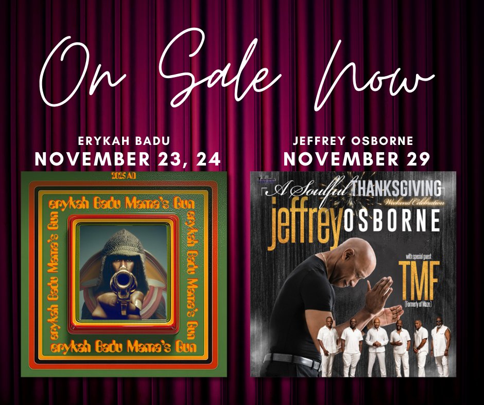 Badu and Osborne set to bring down the house in November! 🔥 Tickets on sale NOW! Link in Bio 💋