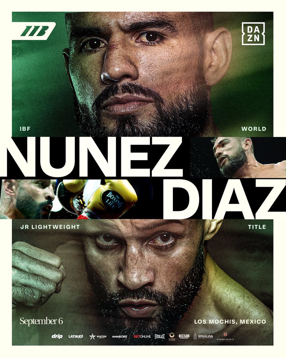 Matchroom Boxing (@matchroomboxing) on Twitter photo The King Is Home 👑
KO artist Eduardo ‘Sugar’ Nunez makes the first defense of his IBF World Jr Lightweight Title against two-time title challenger Christopher Diaz in front of a home crowd in Los Mochis, Mexico on Sept 6 🔥
#NunezDiaz live on <a href="/DAZNBoxing/">DAZN Boxing</a> The King Is Home 👑
KO artist Eduardo ‘Sugar’ Nunez makes the first defense of his IBF World Jr Lightweight Title against two-time title challenger Christopher Diaz in front of a home crowd in Los Mochis, Mexico on Sept 6 🔥
#NunezDiaz live on <a href="/DAZNBoxing/">DAZN Boxing</a>