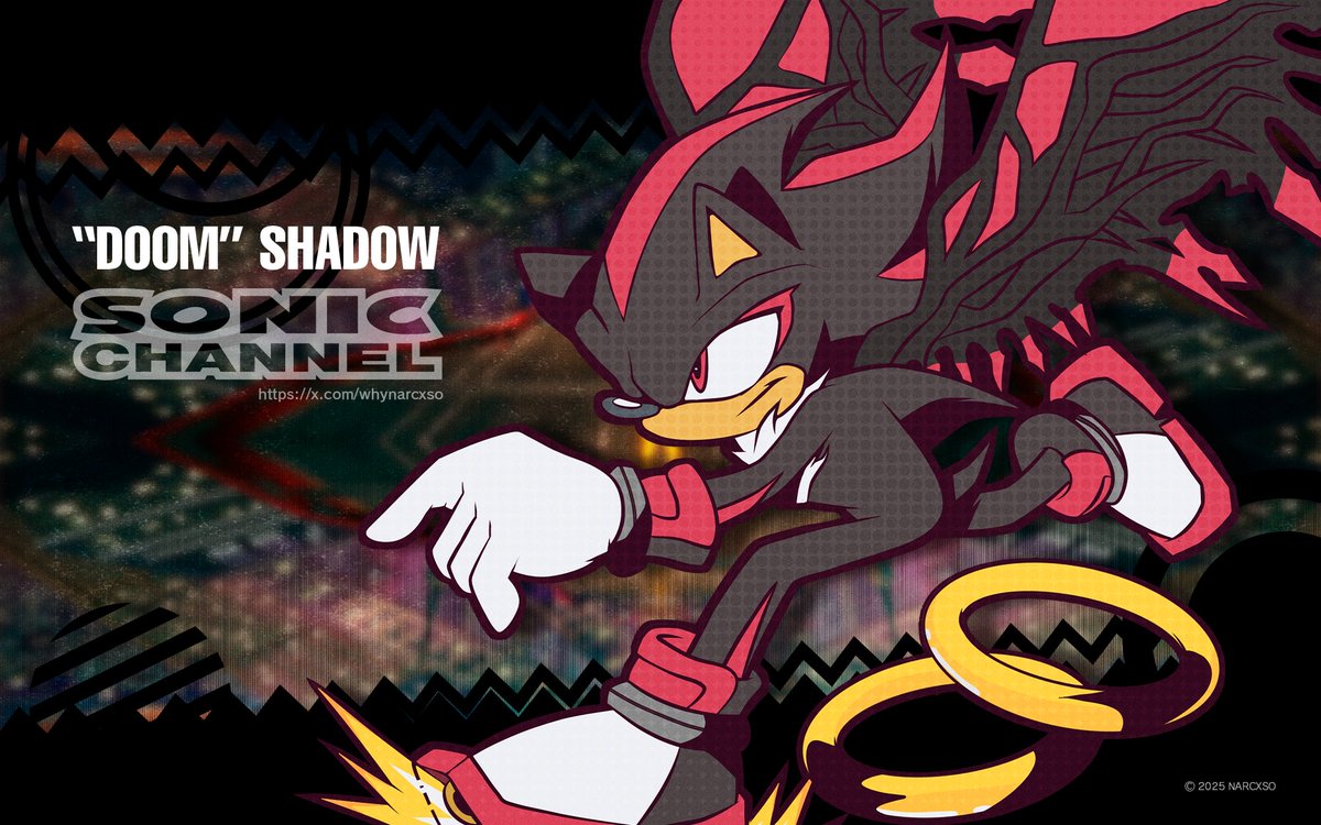 New Sonic Channel artwork—featuring Shadow with his Doom wings, no inhibitor rings, and full hover stance. August 2025.