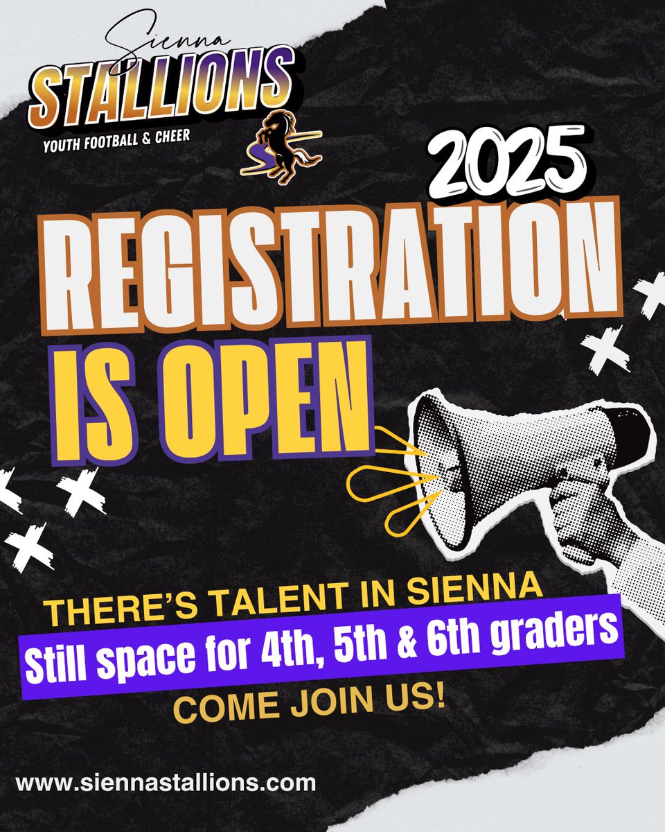 Rick LaFavers (@coach_lafavers) on Twitter photo 🗣️Sienna Stallions 🏈Registration is Open!!!!
Register Now to play Football!
Space for 4/5/6th graders!
Join a Championship Program with Elite Coaching and the foundation of Ridge Point Football!🏆 🗣️Sienna Stallions 🏈Registration is Open!!!!
Register Now to play Football!
Space for 4/5/6th graders!
Join a Championship Program with Elite Coaching and the foundation of Ridge Point Football!🏆