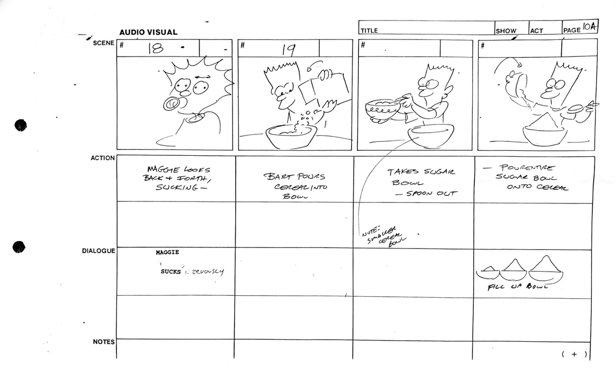 (1/3)

Original production storyboards by Kent Butterworth, from the Simpsons episode "Some Enchanted Evening" (1990)!

Special thanks to Nico Collin for sharing me these!