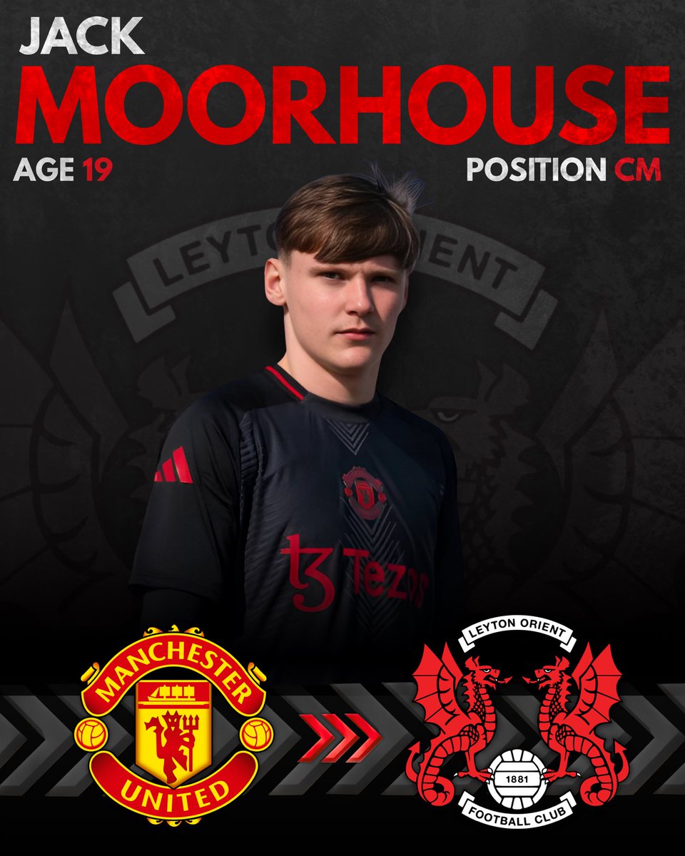 📝 Leyton Orient sign Jack Moorhouse on loan 

📍 From Manchester United
📅 Season-long loan
🧠 Age: 20
📏 Position: Central Midfield
🔥 Known for: vision, engine, and breaking lines

Welcome to E10, Jack 👊 #LOFC #MUFC