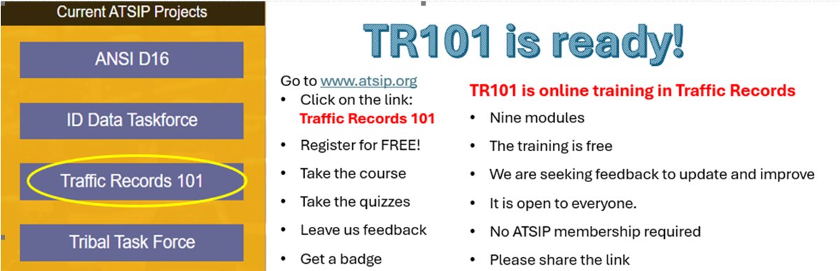 Announcement: ATSIP TR101 Traffic Records FREE Training Materials Are AVAILABLE!!! - mailchi.mp/atsip/nhtsa-re…