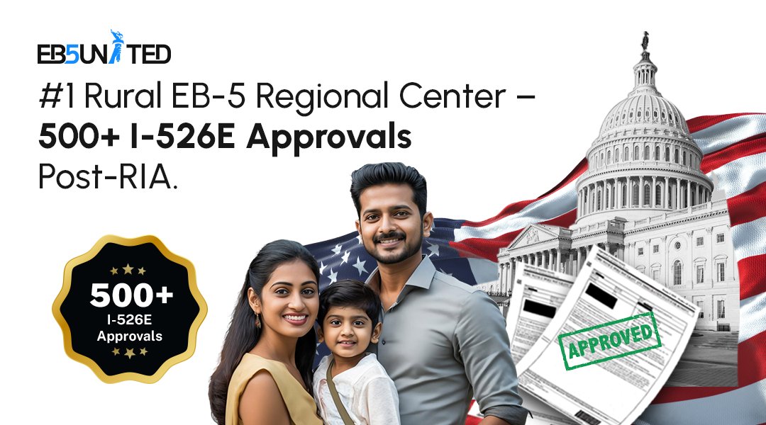 EB5 United is the #1 Regional Center for Rural EB-5 Investment in the Post-RIA Era with Over 500 I-526E Approvals!

On March 13, 2025, we reported that EB5 United was approaching 300 Priority Processing Approvals in the post-RIA era. Today, just four months later, that number has