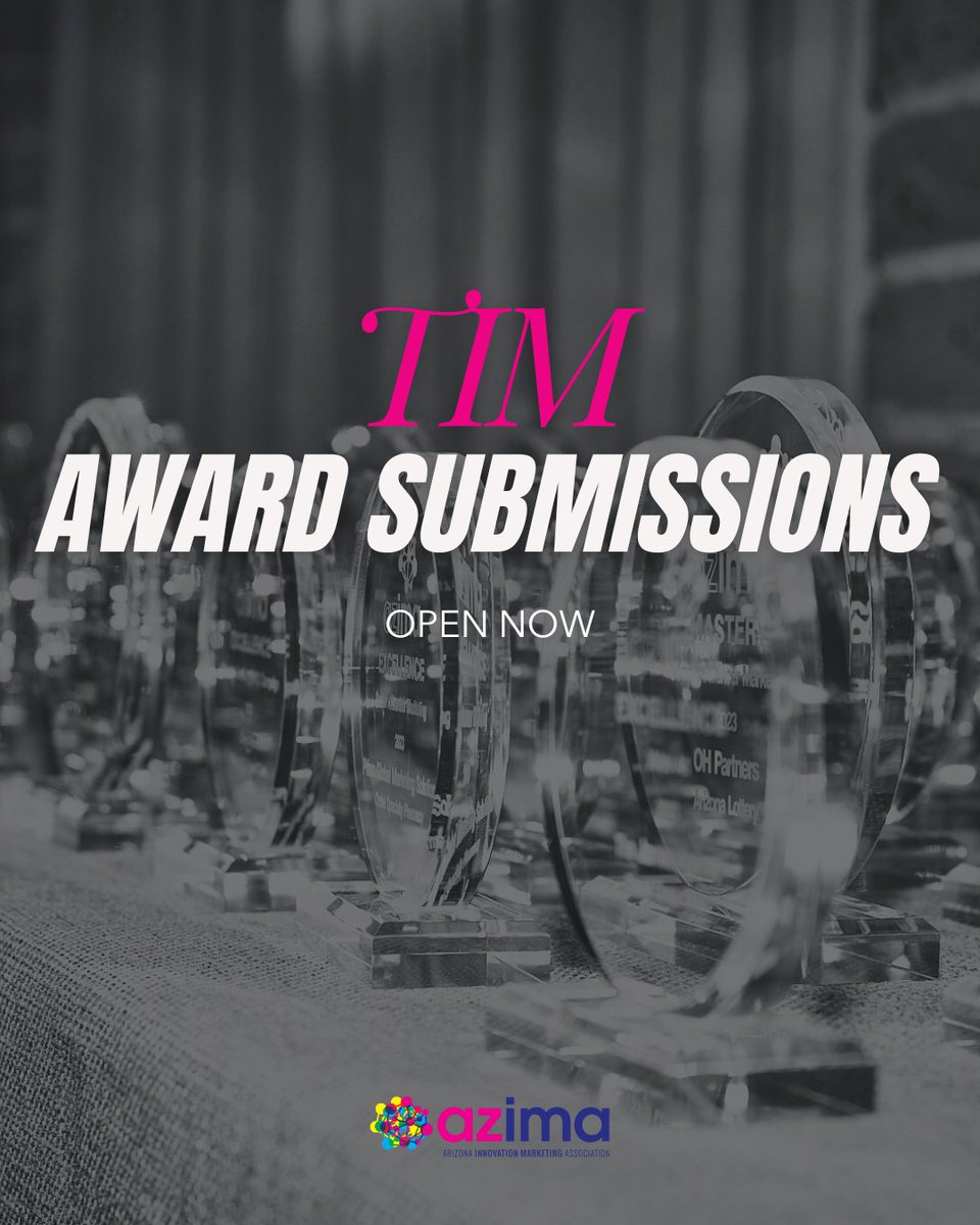 JoinAZIMA's tweet image. 📷 Submissions are now OPEN for the 2025 AZIMA TIM Awards!
Arizona’s best in digital marketing will be celebrated—will your work take home a trophy?
Enter your best work today joinazima.org/events/2025-az…