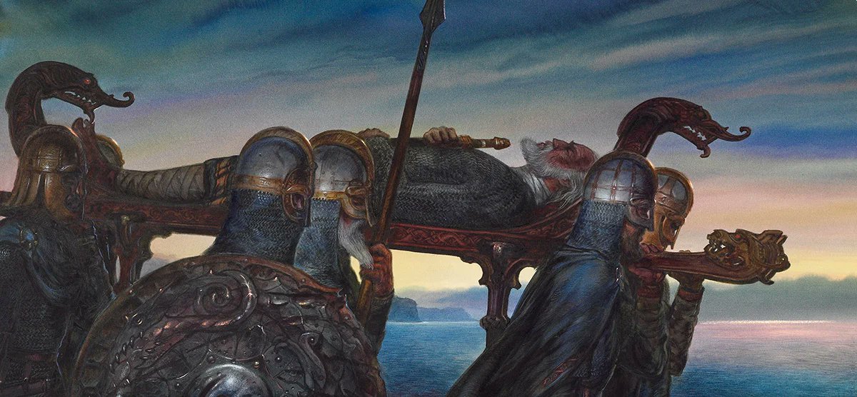cartographer_s's tweet image. Beowulf's Funeral - John Howe