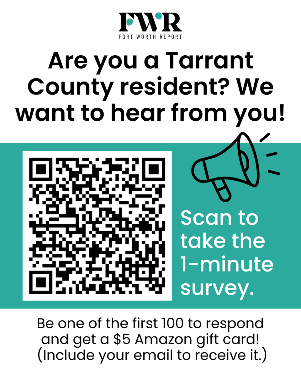 Are you a Tarrant County resident? Tell us how you get the local information you need. The first 100 people to respond will receive a digital $5 Amazon gift card.

📋 Take the survey today: docs.google.com/forms/d/e/1FAI…