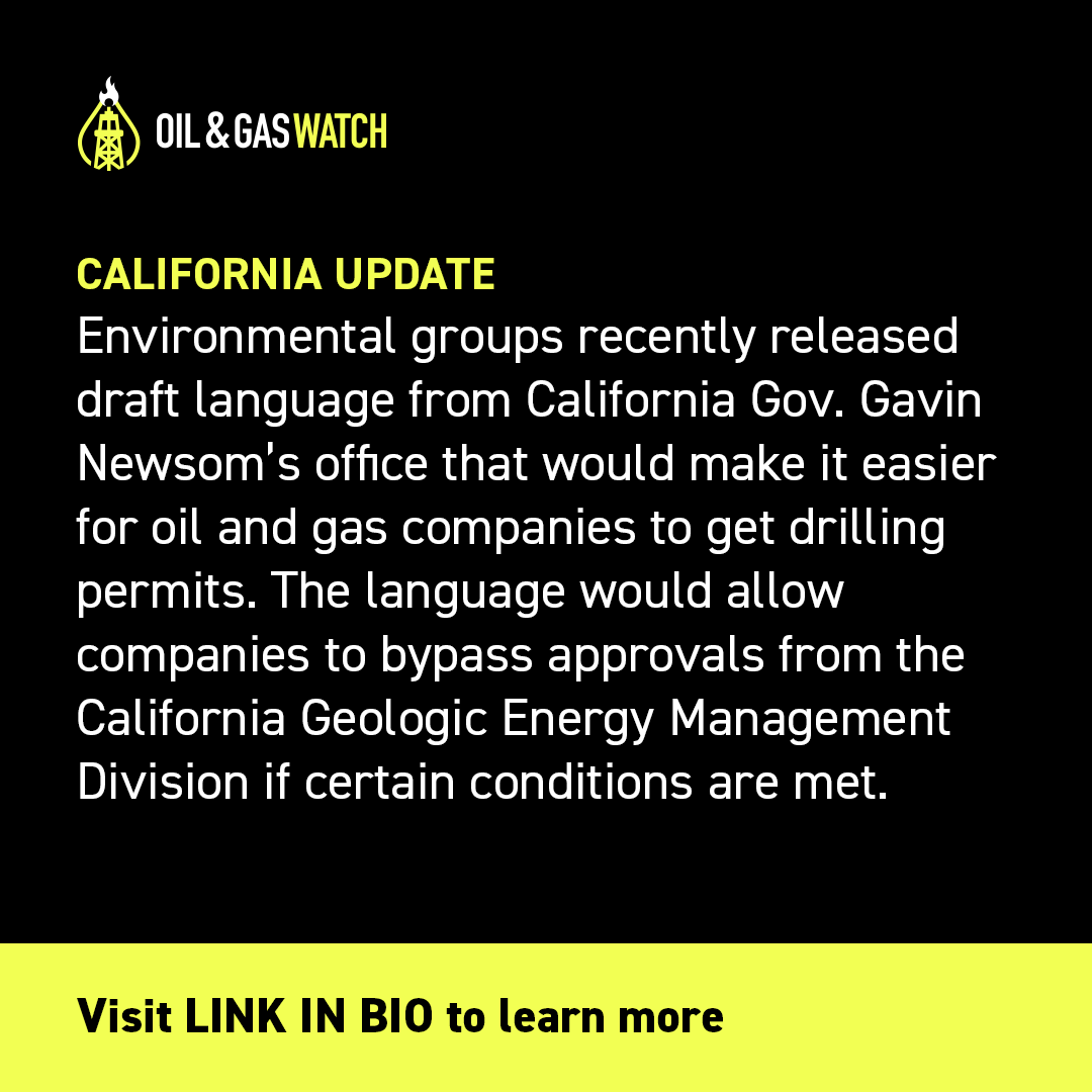 Oil and Gas Watch (@oil_watch) on Twitter photo California governor considering bill to streamline oil well permitting
news.oilandgaswatch.org/template/brief…
<a href="/PSRenvironment/">PSR Environment</a> <a href="/CRPE_EJ/">Center on Race, Poverty, & the Environment</a> <a href="/CCEJN/">CCEJN</a> <a href="/APEN4EJ/">APEN</a> <a href="/CenValAir/">CVAQ - Central Valley Air Quality Coalition</a> <a href="/Earthjustice/">Earthjustice</a> <a href="/envirovoters/">California Environmental Voters</a> <a href="/Surfrider/">Surfrider Foundation</a> <a href="/latimes/">Los Angeles Times</a> <a href="/CalMatters/">CalMatters</a> <a href="/KQED/">KQED</a> California governor considering bill to streamline oil well permitting
news.oilandgaswatch.org/template/brief…
<a href="/PSRenvironment/">PSR Environment</a> <a href="/CRPE_EJ/">Center on Race, Poverty, & the Environment</a> <a href="/CCEJN/">CCEJN</a> <a href="/APEN4EJ/">APEN</a> <a href="/CenValAir/">CVAQ - Central Valley Air Quality Coalition</a> <a href="/Earthjustice/">Earthjustice</a> <a href="/envirovoters/">California Environmental Voters</a> <a href="/Surfrider/">Surfrider Foundation</a> <a href="/latimes/">Los Angeles Times</a> <a href="/CalMatters/">CalMatters</a> <a href="/KQED/">KQED</a>