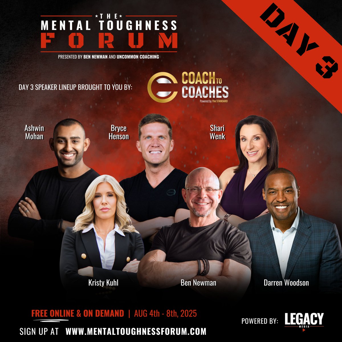 Ben Newman (@continuedfight) on Twitter photo DAY 3, we are ready to test YOUR limits. YOU don’t want to miss this speaker lineup for the 2025 Mental Toughness Forum:
Ben Newman | <a href="/ContinuedFight/">Ben Newman</a>
Kristy Kuhl
Darren Woodson | <a href="/darrenwoodson28/">Darren Woodson</a>
Ashwin Mohan
Bryce Henson | <a href="/realbrycehenson/">Bryce Henson</a>
Shari Wenk | <a href="/shariwenk/">Shari Wenk</a> DAY 3, we are ready to test YOUR limits. YOU don’t want to miss this speaker lineup for the 2025 Mental Toughness Forum:
Ben Newman | <a href="/ContinuedFight/">Ben Newman</a>
Kristy Kuhl
Darren Woodson | <a href="/darrenwoodson28/">Darren Woodson</a>
Ashwin Mohan
Bryce Henson | <a href="/realbrycehenson/">Bryce Henson</a>
Shari Wenk | <a href="/shariwenk/">Shari Wenk</a>