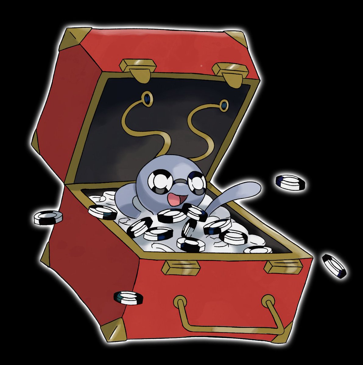 Kantonian gimmighoul!!! Collab with <a href="/sealspop/">PopTheSeal</a> 

Based on the casino of celadon City 🎰🎰🎰
Types: seel/dark
#fakemon #Pokemon #Pokemonart