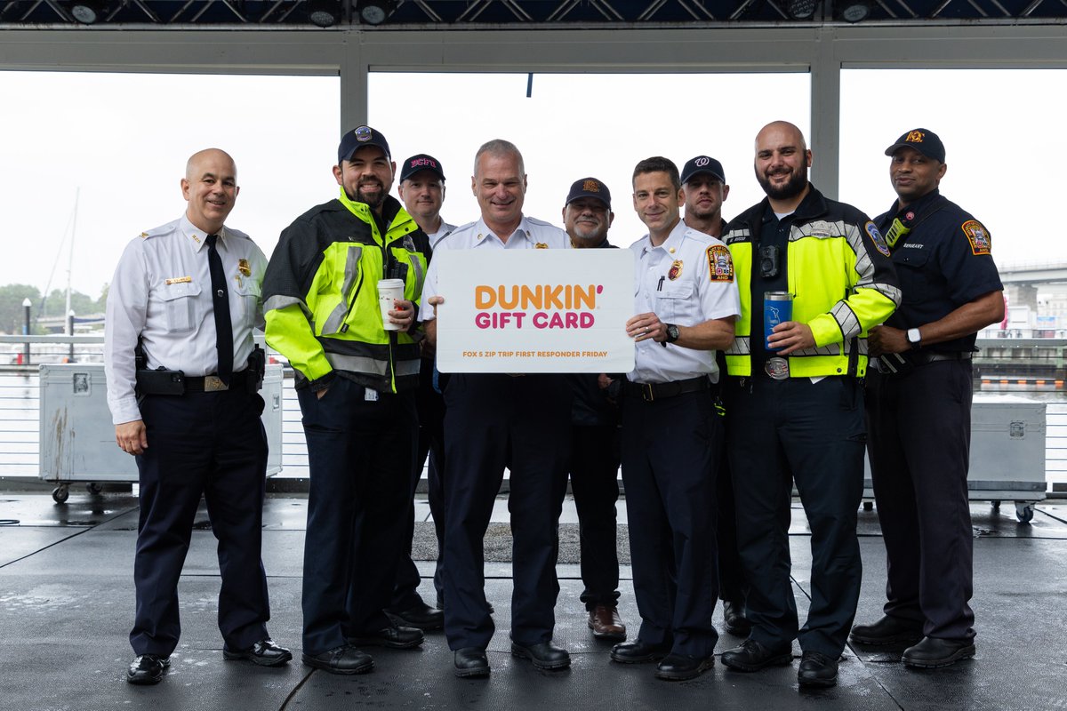 DCPoliceDept's tweet photo. First District Commander Colin Hall welcomed the @fox5dc Zip Trip to @TheWharfDC alongside Chief Donnelly and our partners @dcfireems. Our recruiters were on hand reminding folks to #JoinDCPolice
Learn more at https://t.co/mJuGzTT7M7
#FirstResponderFriday @dunkindonuts https://t.co/03KF4mrsNE