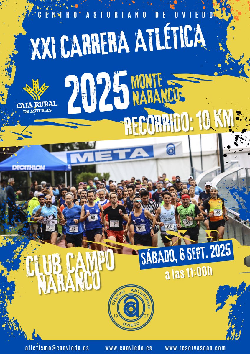🏃‍♂️🌄 ¡Vuelve la XXII Carrera de Montaña Monte Naranco!
📅 Sábado 6 de septiembre
⏰ 11:00 h
📍 Club de Campo – CAO
🛤️ 10 km por el Naranco
🎉 En el marco de las Fiestas de Covadonga
ℹ️ + Inscripción 👉 caoviedo.es/blog/xxii-carr…