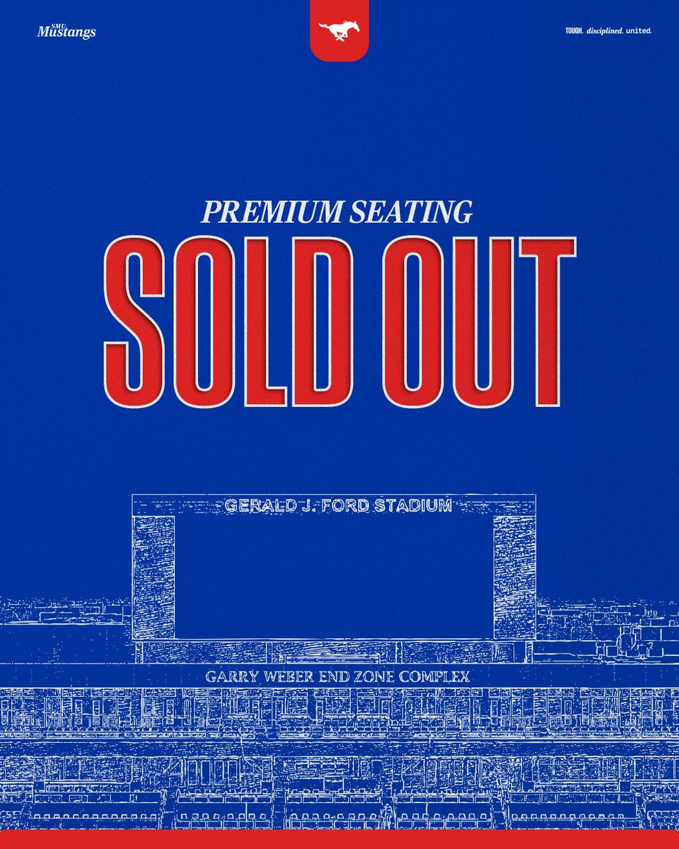 Premium seating at Ford Stadium is officially SOLD OUT for the entire 2025 season.

Get your tickets while you still can!

🎟️: smumustangs.com/tickets