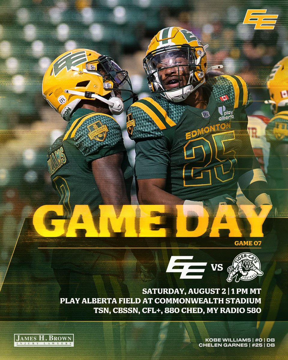 Edmonton Elks (@goelks) on Twitter photo Here kitty, kitty 🐈
🕐 1:00 pm MT
🏈 Hamilton Tiger-Cats
🏟️ Play Alberta Field at Commonwealth Stadium
📺 <a href="/TSN_Sports/">TSN</a>, <a href="/CFL/">CFL</a>+, <a href="/CBSSportsNet/">CBS Sports Network</a>
📻 <a href="/CHED880/">880CHED</a>, <a href="/580_my/">My Radio 580</a>
#GoElks x James H. Brown & Associates, Alberta Injury Lawyers Here kitty, kitty 🐈
🕐 1:00 pm MT
🏈 Hamilton Tiger-Cats
🏟️ Play Alberta Field at Commonwealth Stadium
📺 <a href="/TSN_Sports/">TSN</a>, <a href="/CFL/">CFL</a>+, <a href="/CBSSportsNet/">CBS Sports Network</a>
📻 <a href="/CHED880/">880CHED</a>, <a href="/580_my/">My Radio 580</a>
#GoElks x James H. Brown & Associates, Alberta Injury Lawyers