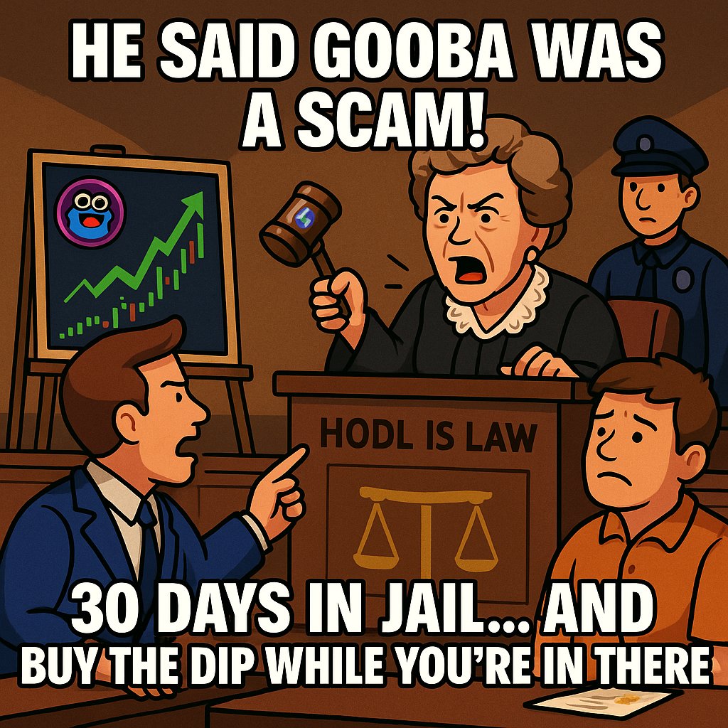 RealGoobaCoin's tweet photo. You can lie in court…
But you can’t lie about these gains. 🧑‍⚖️📈🐸
#GOOBA #JudgementDay #HODLisJustice #MemeCourtDrama https://t.co/ulNJrAZEKd