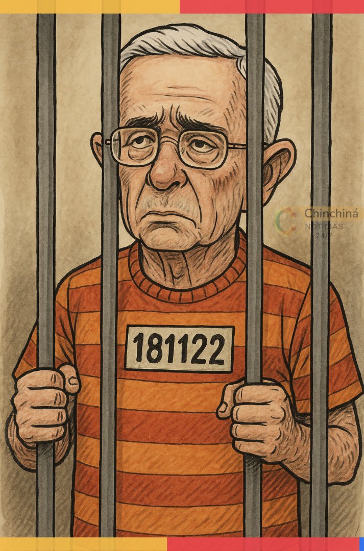 Chinchina24's tweet photo. 🔥 ÁLVARO URIBE CONDENADO A 12 AÑOS DE PRISIÓN

Colombia hace historia. El expresidente Álvaro Uribe Vélez ha sido condenado a 12 años de prisión por los delitos de soborno en actuación penal y fraude procesal. Además, deberá pagar una multa que supera los 3 mil millones de pesos https://t.co/WAhxQN5WvV