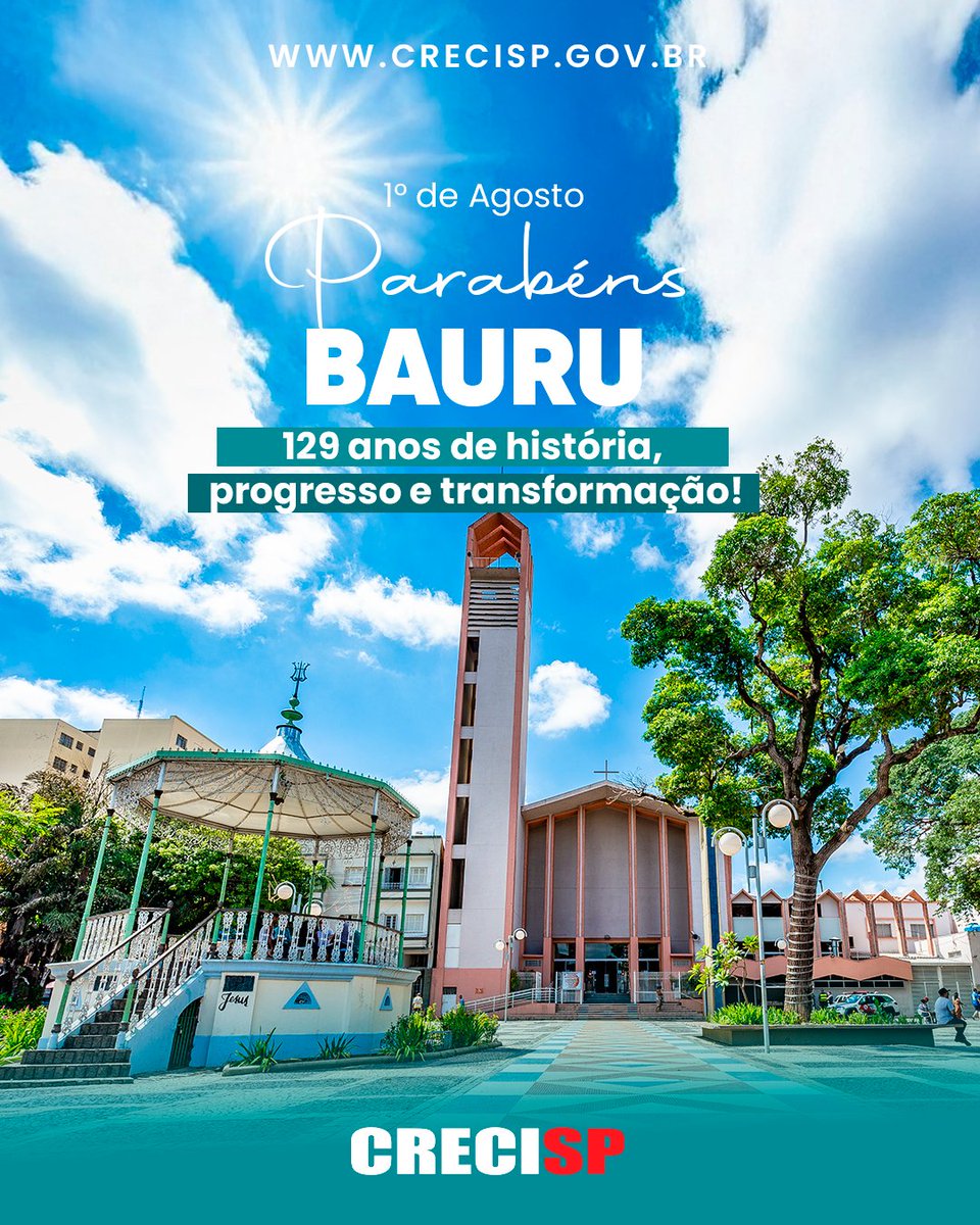vianacreci's tweet image. Hoje celebramos os 129 anos de história, progresso e transformação de Bauru!

Que esta terra continue a prosperar e encantar a todos.

#CRECISP #BAURU #1deAgostoParabéns, Bauru!