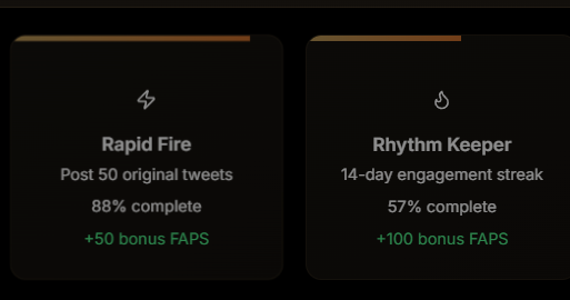 (Ø,G) R HUDL🧙🟣 (@devil483555) on Twitter photo Every step counts 💪
⚡Rapid Fire at 88% almost there for that +50 FAPS
🔥Rhythm Keeper at 57% consistency will unlock +100 FAPS soon
<a href="/FractionAI_xyz/">Fraction AI</a> reminds me that progress is built day by day.
Stay focused, stay consistent, and the rewards will follow🚀
#FAPS #FractionAI Every step counts 💪
⚡Rapid Fire at 88% almost there for that +50 FAPS
🔥Rhythm Keeper at 57% consistency will unlock +100 FAPS soon
<a href="/FractionAI_xyz/">Fraction AI</a> reminds me that progress is built day by day.
Stay focused, stay consistent, and the rewards will follow🚀
#FAPS #FractionAI