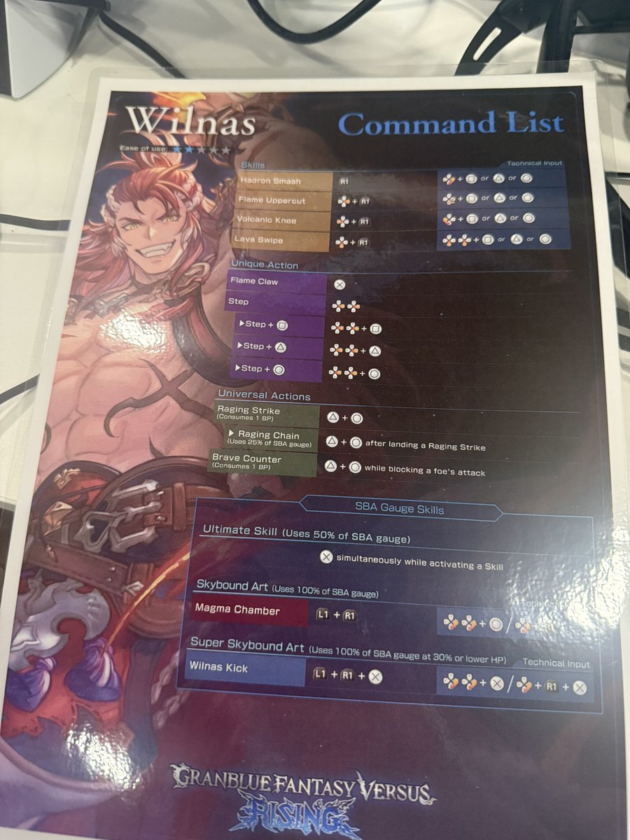 Got to try out Wilnas at Evo

- No run. Has a dash with different enders. L = antiair, M = knockdown ender, H = + OB.
- No auto combos. Instead, his close M and close H are + OB. Close M has enough hitstun to link far M after.
- His SBA and SSBA have insane cinematics.