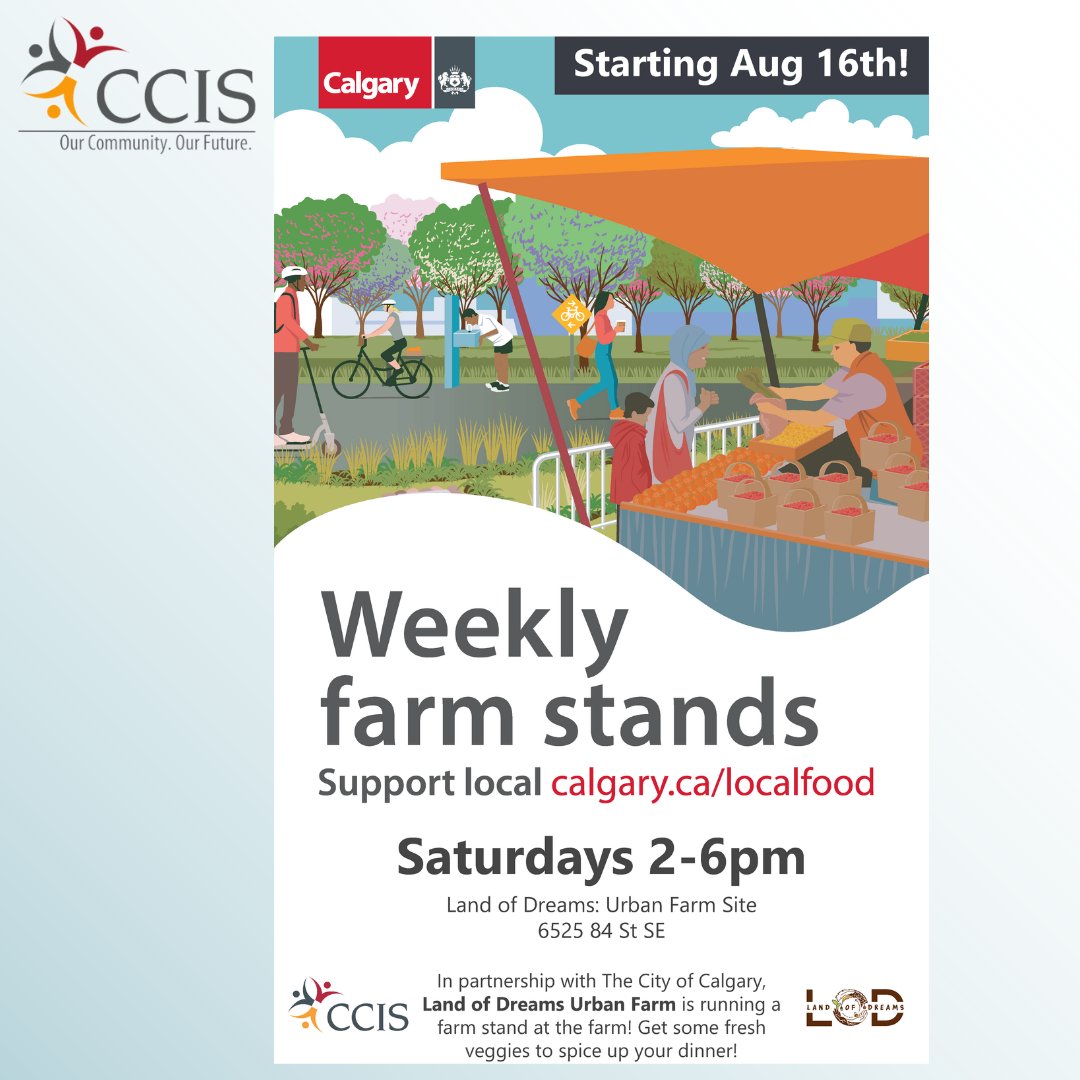 The #LandofDreams Market is now in TWO locations!
📍 Penbrooke Meadows Community Association: 6100 Penbrooke Dr SE, Calgary | Saturdays | 10:30 AM – 2:30 PM (From Aug 9)
📍 Land of Dreams: 6525 84 St SE, Calgary | Saturdays | 2– 6 PM (From Aug 16)
 ccisab.ca/land-of-dreams/
#CCIS