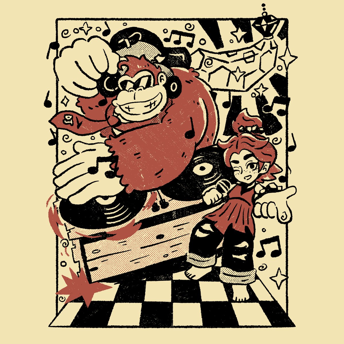 A Rhythmic Duo  
Brush from True Grit Texture  #DK #Donkeykong #Pauline #bananza #Switch2 #illustration
