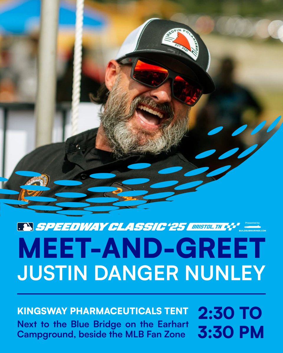 Something big is happening at the Speedway Classic!
This Saturday, swing by the Kingsway Pharmaceuticals
tent for a special meet and greet with <a href="/Justin_Nunley/">Justin Danger Nunley</a>! 

Next to the Blue Bridge on the Earhart Campground, right beside the MLB Fan Zone, 2:30–3:30 PM! #SpeedwayClassic25