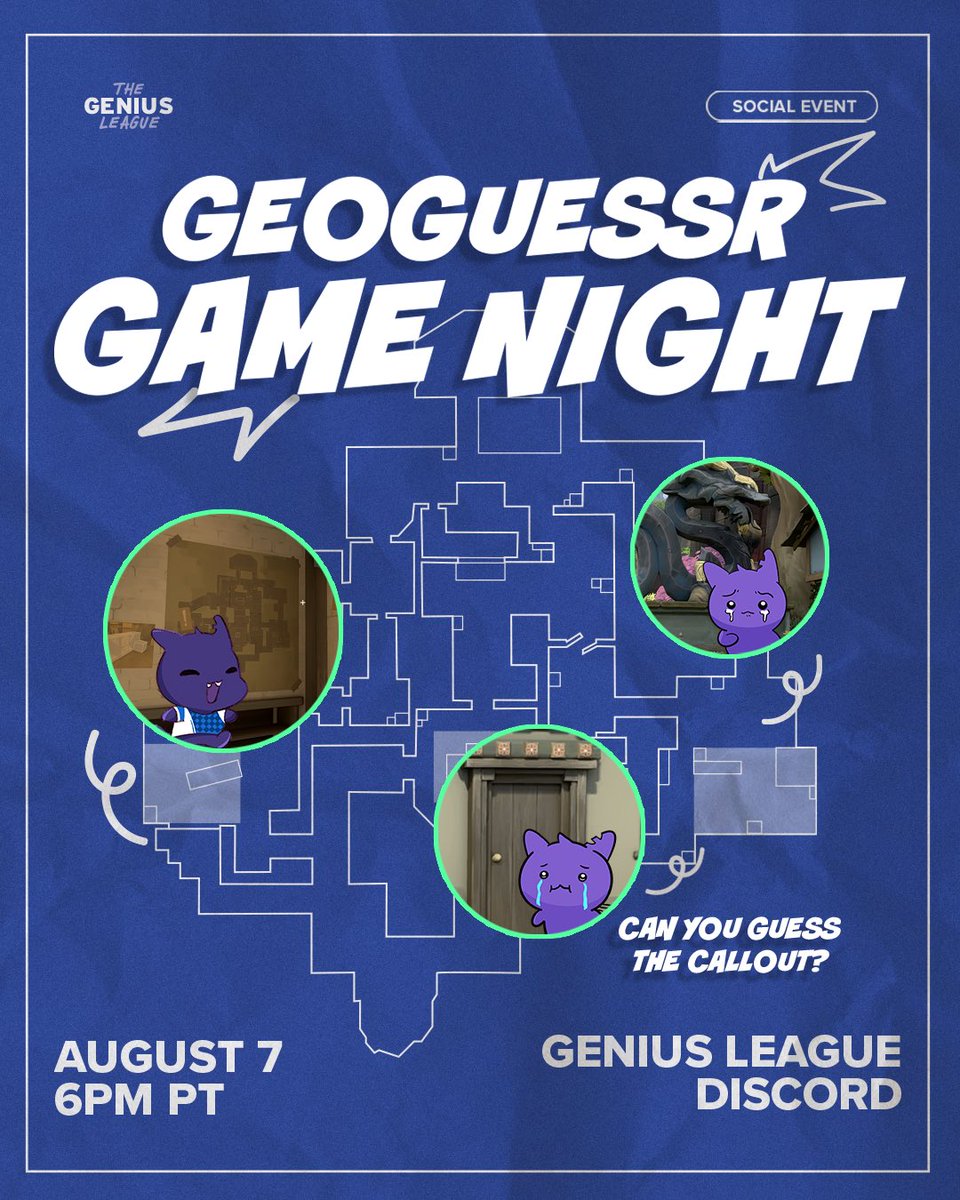 Zoom out and lock in for your chance to win an EG bundle! Join us for a night of VALORANT GeoGuessr with EG interns and show us how well you really know the map !😼🔎

📅 August 7 @ 6PM PT
📍 Genius League Discord 

discord.gg/the-genius-lea…