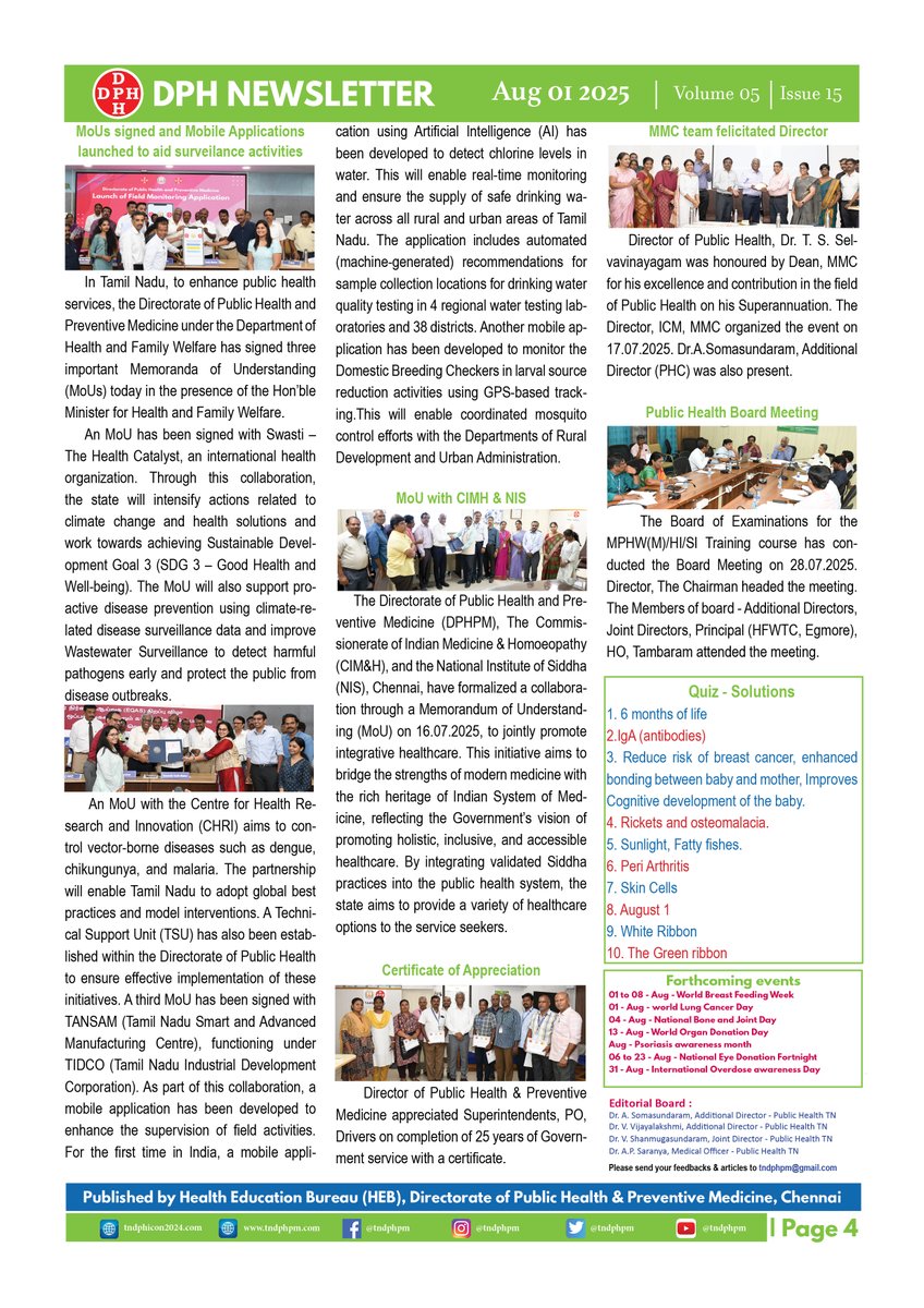 Directorate of Public Health & Preventive Medicine (@tndphpm) on Twitter photo DPH NEWSLETTER - VOL 05 ISSUE 15
Drive Link - drive.google.com/file/d/1wK0gUL…
<a href="/CMOTamilnadu/">CMOTamilNadu</a> <a href="/mkstalin/">M.K.Stalin</a> <a href="/Subramanian_ma/">Subramanian.Ma</a> <a href="/DrSelvaTN/">Selva</a> <a href="/NHM_TN/">National Health Mission - Tamil Nadu</a> <a href="/UNICEFIndia/">UNICEF India</a> @icmrnirt <a href="/UNDP_India/">UNDP India</a> <a href="/TNDIPRNEWS/">TN DIPR</a> <a href="/chennaicorp/">Greater Chennai Corporation</a> <a href="/icmr_nie/">ICMR - National Institute of Epidemiology</a> DPH NEWSLETTER - VOL 05 ISSUE 15
Drive Link - drive.google.com/file/d/1wK0gUL…
<a href="/CMOTamilnadu/">CMOTamilNadu</a> <a href="/mkstalin/">M.K.Stalin</a> <a href="/Subramanian_ma/">Subramanian.Ma</a> <a href="/DrSelvaTN/">Selva</a> <a href="/NHM_TN/">National Health Mission - Tamil Nadu</a> <a href="/UNICEFIndia/">UNICEF India</a> @icmrnirt <a href="/UNDP_India/">UNDP India</a> <a href="/TNDIPRNEWS/">TN DIPR</a> <a href="/chennaicorp/">Greater Chennai Corporation</a> <a href="/icmr_nie/">ICMR - National Institute of Epidemiology</a>