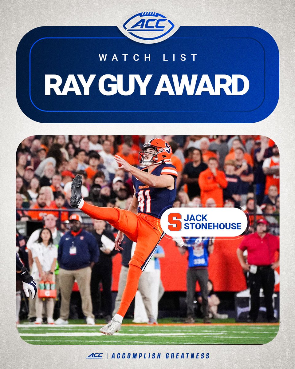 ACC Football (@accfootball) on Twitter photo Big things ahead 🍊
<a href="/_JackStonehouse/">Jack Stonehouse</a> has been named to the Ray Guy Award Preseason Watch List! Big things ahead 🍊
<a href="/_JackStonehouse/">Jack Stonehouse</a> has been named to the Ray Guy Award Preseason Watch List!