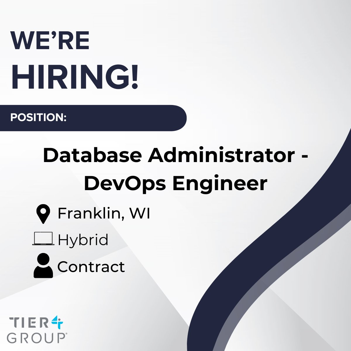 Tier4_Group's tweet image. 🛠️ Hiring Now: DBA / DevOps Engineer (SQL Focus)
📍 Franklin, WI | 🏠 Hybrid (3 days onsite/week)
🗓️ Thru July 2026
🍽️ Free lunch onsite
💡 SQL Server | PowerShell | Python | CI/CD | GitLab

Apply now: ow.ly/2gvo50WxXq5 

#NowHiring #SQLJobs #DevOpsEngineer #DatabaseAdmin…