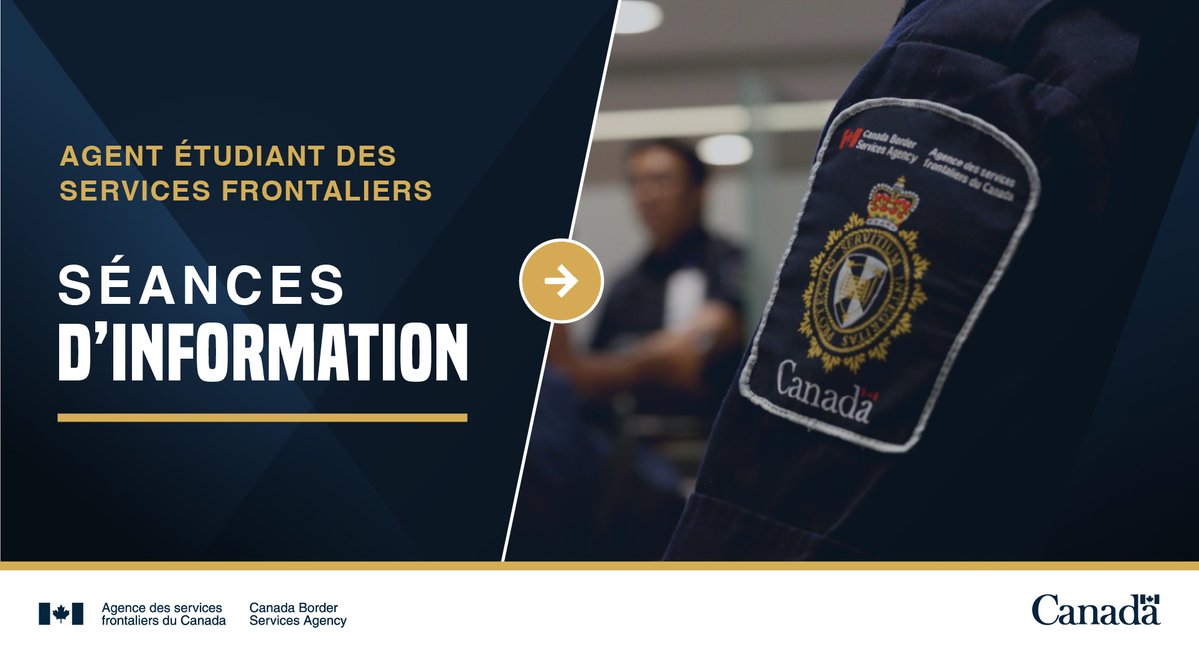 Agence des services frontaliers du Canada (@frontierecan) on Twitter photo Hé les étudiants/es! Inscrivez-vous à un événement de recrutement virtuel pour voir ce qu’il faut pour devenir agent étudiant des services frontaliers (AÉSF):
cbsa-asfc.gc.ca/job-emploi/eve…
Nous embauchons actuellement des AÉSF pour l'été 2025 : emploisfp-psjobs.cfp-psc.gc.ca/srs-sre/page01… Hé les étudiants/es! Inscrivez-vous à un événement de recrutement virtuel pour voir ce qu’il faut pour devenir agent étudiant des services frontaliers (AÉSF):
cbsa-asfc.gc.ca/job-emploi/eve…
Nous embauchons actuellement des AÉSF pour l'été 2025 : emploisfp-psjobs.cfp-psc.gc.ca/srs-sre/page01…