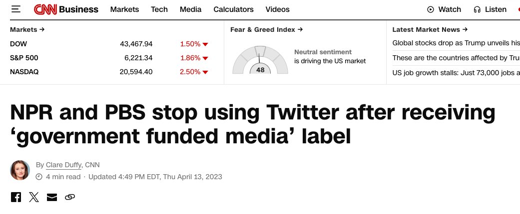 Spiffy 🍴🌱 (@spiffyman) on Twitter photo <a href="/CBSNews/">CBS News</a> Here's what the head of PBS said in APR2023. The internet never forgets:
“This leaves the inaccurate impression that PBS is wholly funded by the federal government.
PBS is primarily funded by the public and philanthropic organizations, with only a small portion of our funding <a href="/CBSNews/">CBS News</a> Here's what the head of PBS said in APR2023. The internet never forgets:
“This leaves the inaccurate impression that PBS is wholly funded by the federal government.
PBS is primarily funded by the public and philanthropic organizations, with only a small portion of our funding