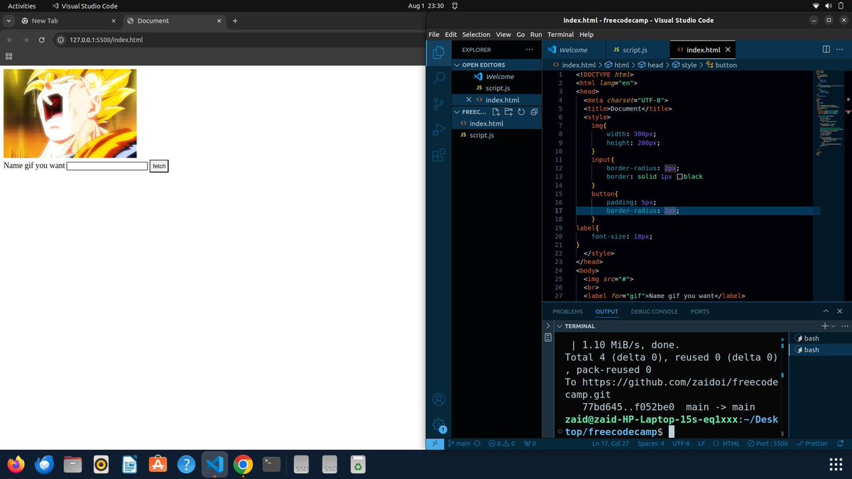 ZaidBadgujar's tweet image. 🔴 Day 52 #100daysodcode
-- Done Assignment of Using
API and having gif
-- Now learning about asychronous code
Aync and Await.
#WebDevelopment #BuildInPublic