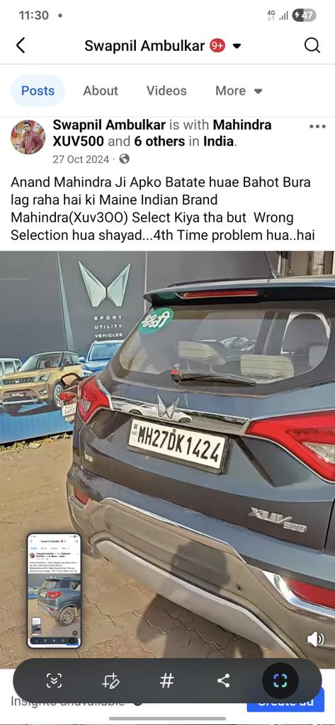 S_AMBULKAR_'s tweet photo. प्रिय आनंद महिंद्रा जी यह समस्या 4th Time hai. Xuv300 में फिर से एक बार अभी same problem आया है। मैं यह problem शुरू से उपभोग कर रहा हु। शायद यह बात अभितक Mahindra Team को समझ में नहीं आई। और कितने बार मेरी car 🚗 को बंद होना होगा आधे रस्ते में तब जाके इनको समझ आएगी? https://t.co/n6y4l72DJS