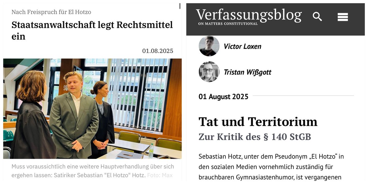 In Sachen El Hotzo (1) erschien heute im Verfassungsblog ein irritierender Beitrag, der sich mit dem Straftatbestand des § 140 StGB befasst (2).

Über die Kritik an der hM, wonach als Bezugstat auch eine im Ausland begangene Tat in Betracht kommt, lässt sich sicherlich