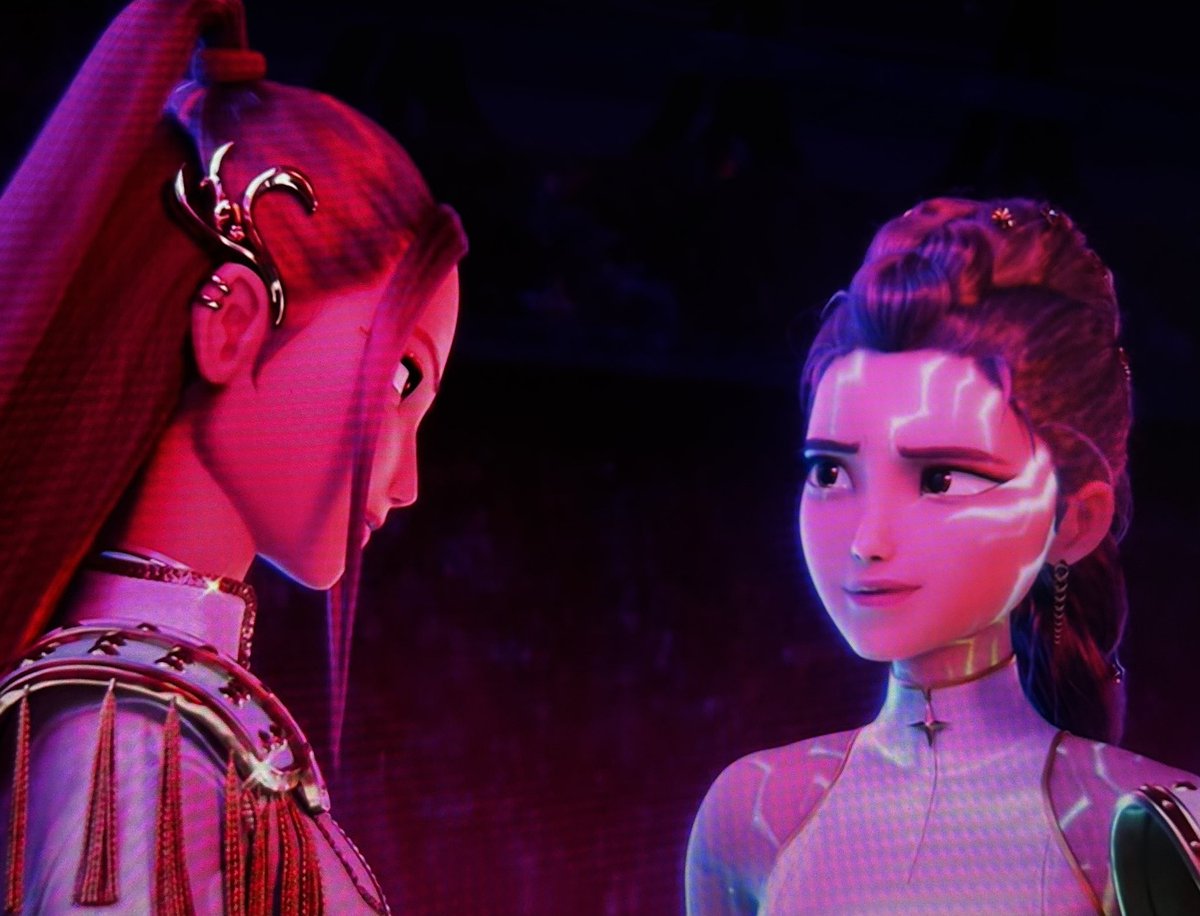 edrayione's tweet photo. Rumira makes me so emotional because look at this professional lovergirl always worrying over her baby :(. She cares so much, always immediately reaching for her, oh she’s a professional yearner too..

#rumira #Polytrix #kpopdemonhunters https://t.co/fWekNUJyqc