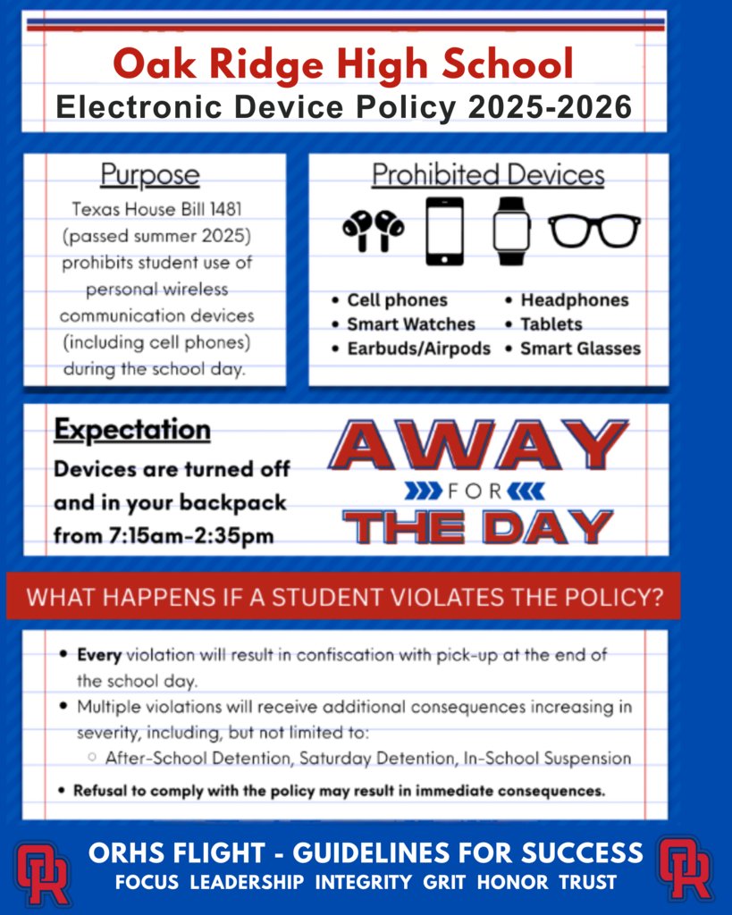 2025-2026 Oak Ridge Cell Phone Policy.