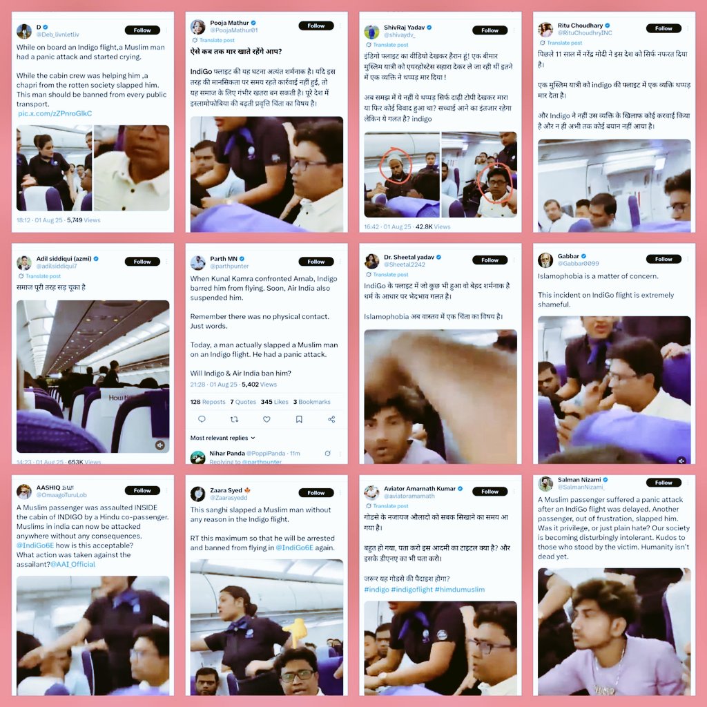 G_News_Analysis's tweet photo. Video has been circulating showing a man slapping a Muslim passenger on an Indigo flight.

Congress Left-wing groups and Islamists were quick to blame Hindus for the incident. But the truth is finally out - the man who slapped the passenger is also a Muslim. #IndigoFlight #Indigo