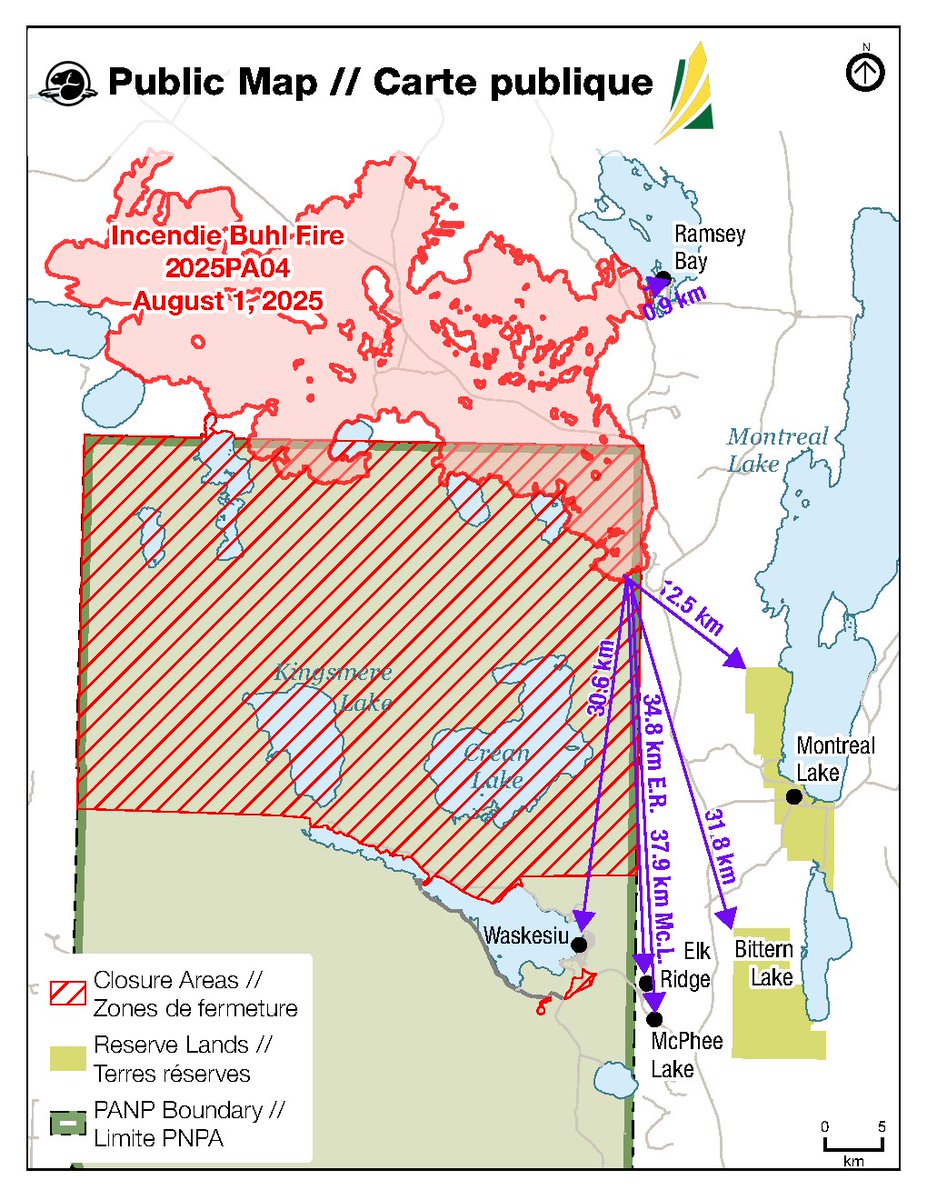 ** BUHL WILDFIRE UPDATE – AUGUST 1, 2025 – 12 pm CT ** 
For detailed daily updates from Parks Canada and the Saskatchewan Public Safety Agency on the Buhl wildfire, please see the Prince Albert National Park website: parks.canada.ca/panp-fire